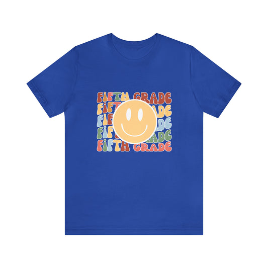 Fifth Grade Smiley Retro Print Unisex Jersey Short Sleeve Tee