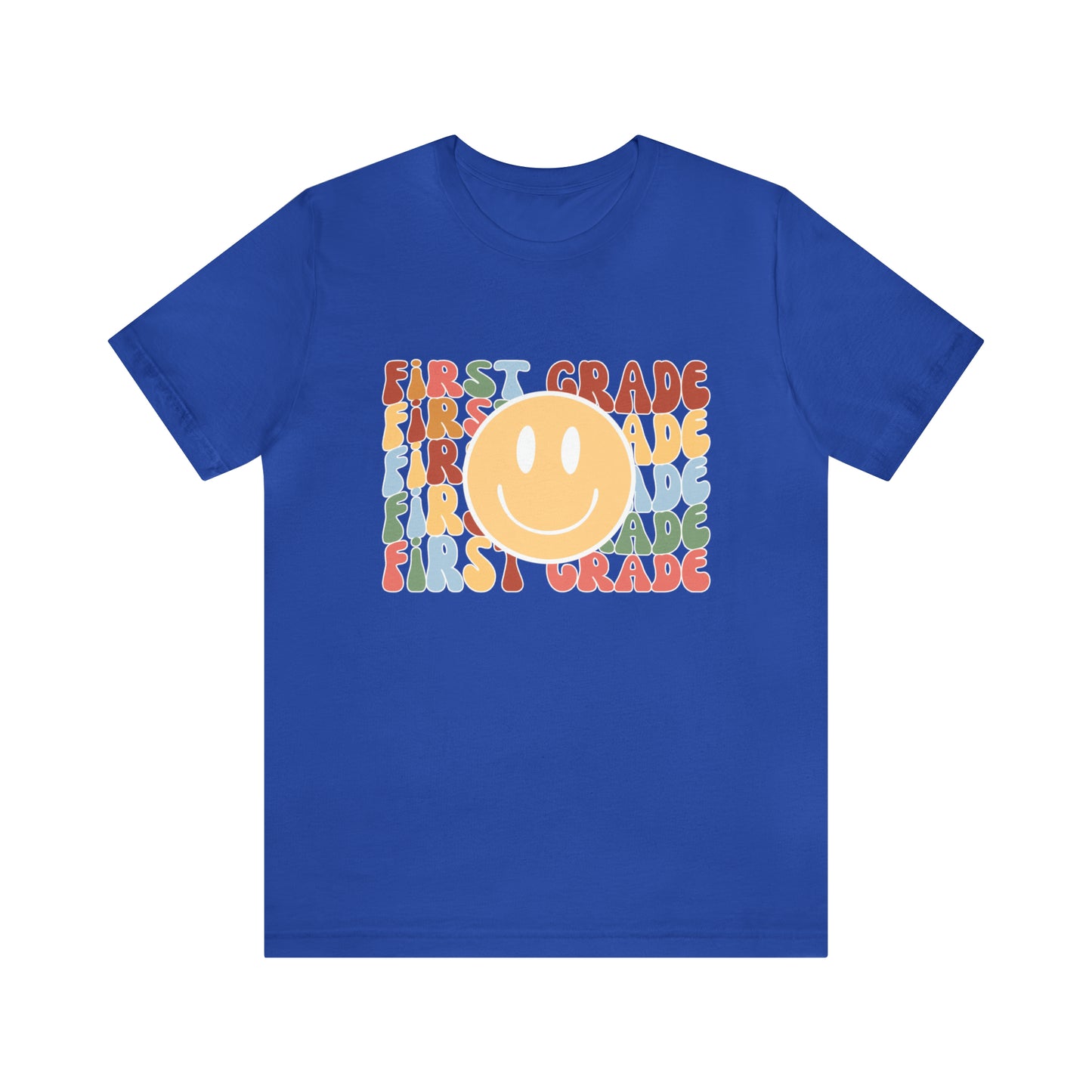 First Grade Smiley Retro Print Unisex Jersey Short Sleeve Tee