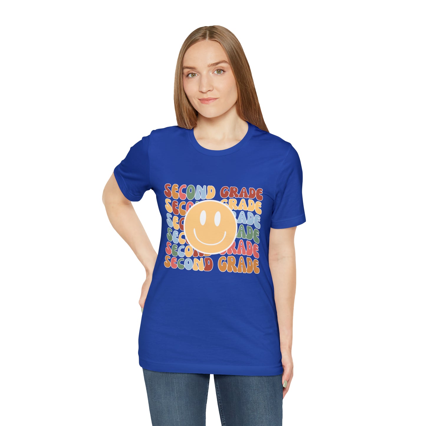 Second Grade Smiley Retro Print Unisex Jersey Short Sleeve Tee