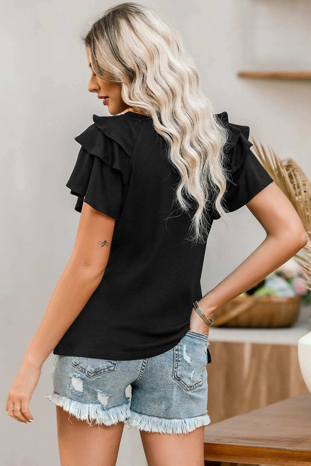 USA Flutter Sleeve Top