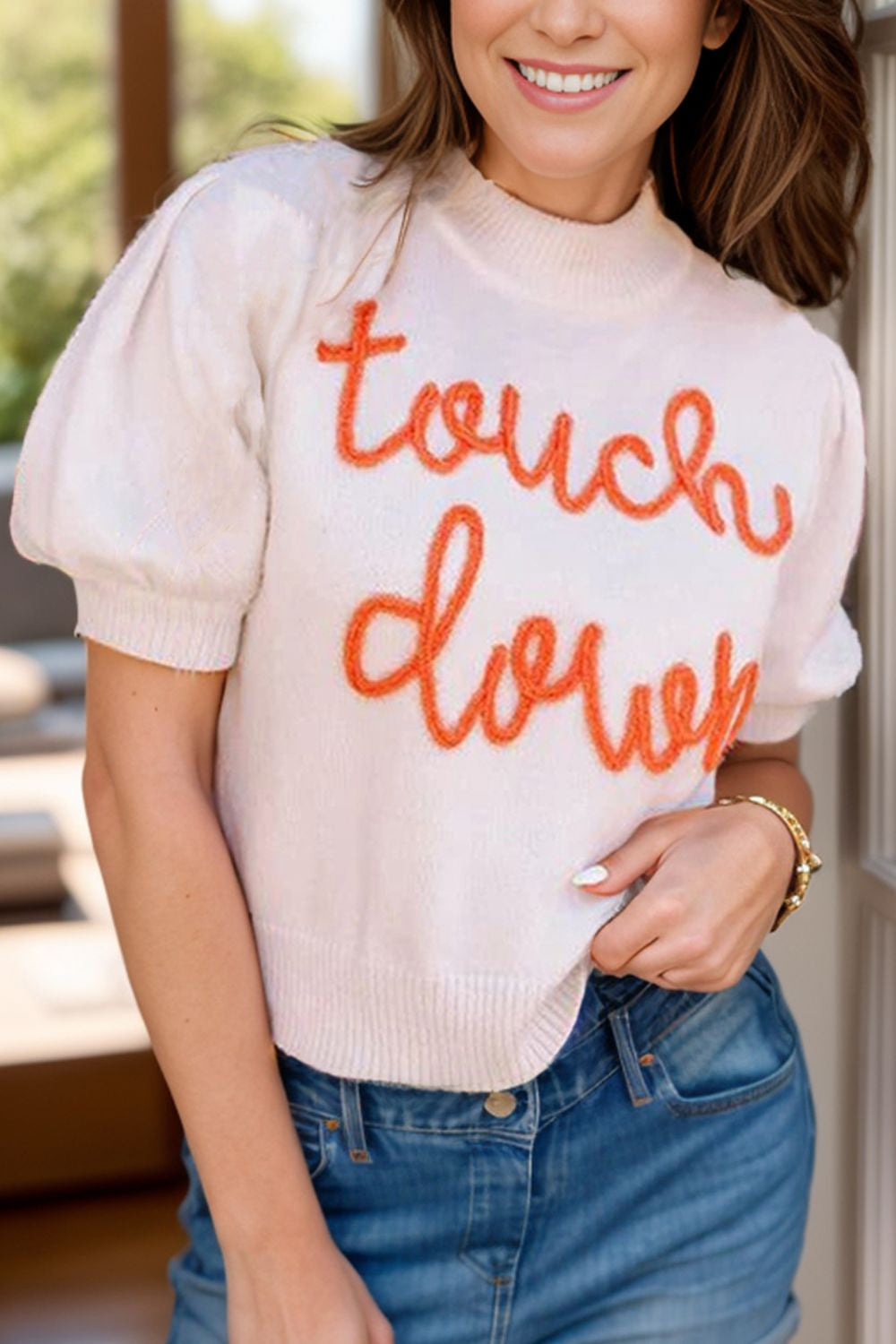 Touch Down Mock Neck Sweater Top