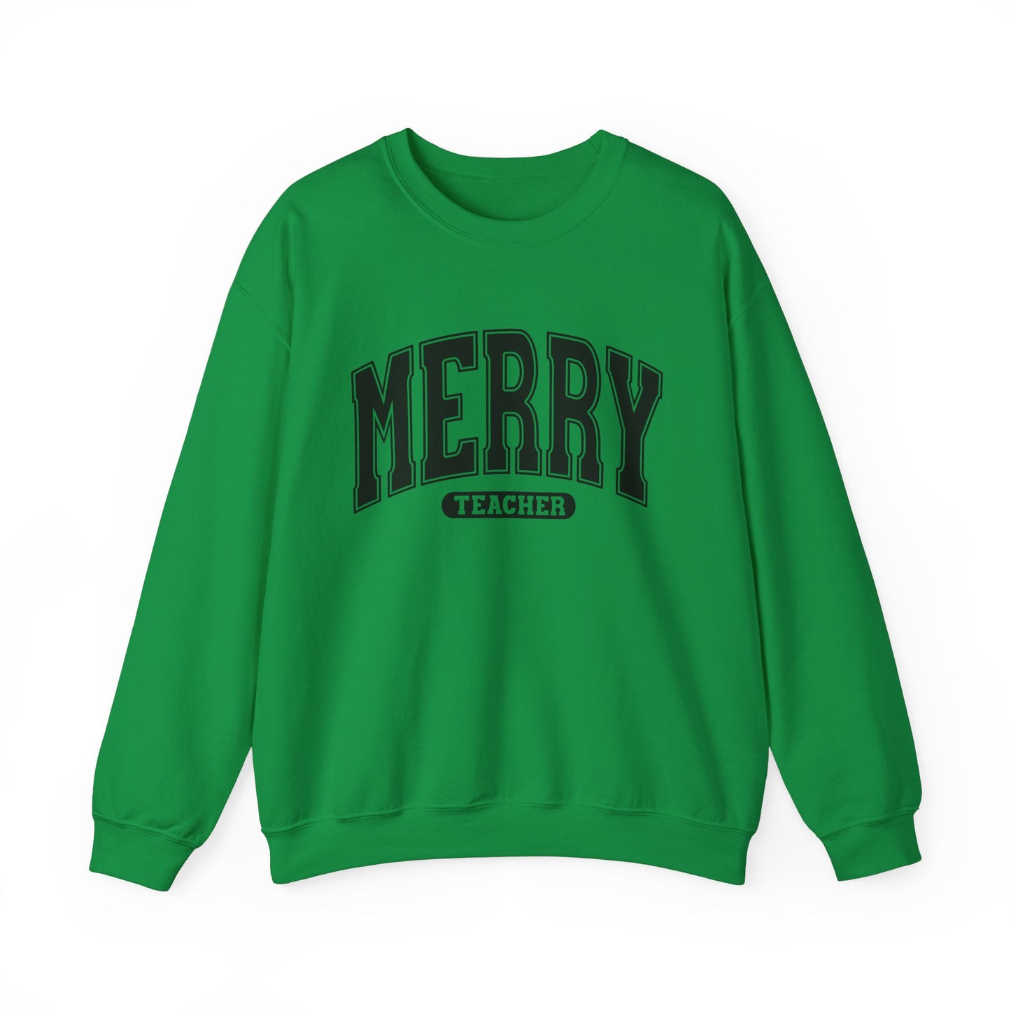 Merry Teacher Black Text Crewneck Sweatshirt