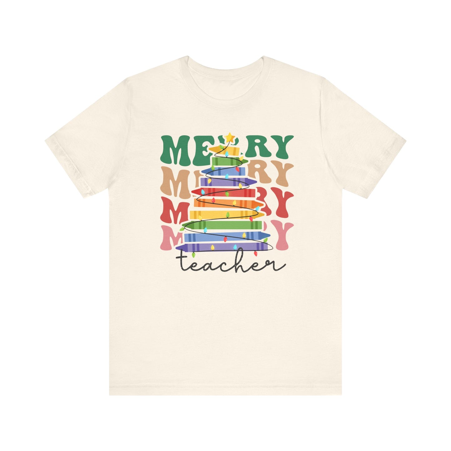 Merry Teacher Short Sleeve Tee - Festive Classroom Apparel