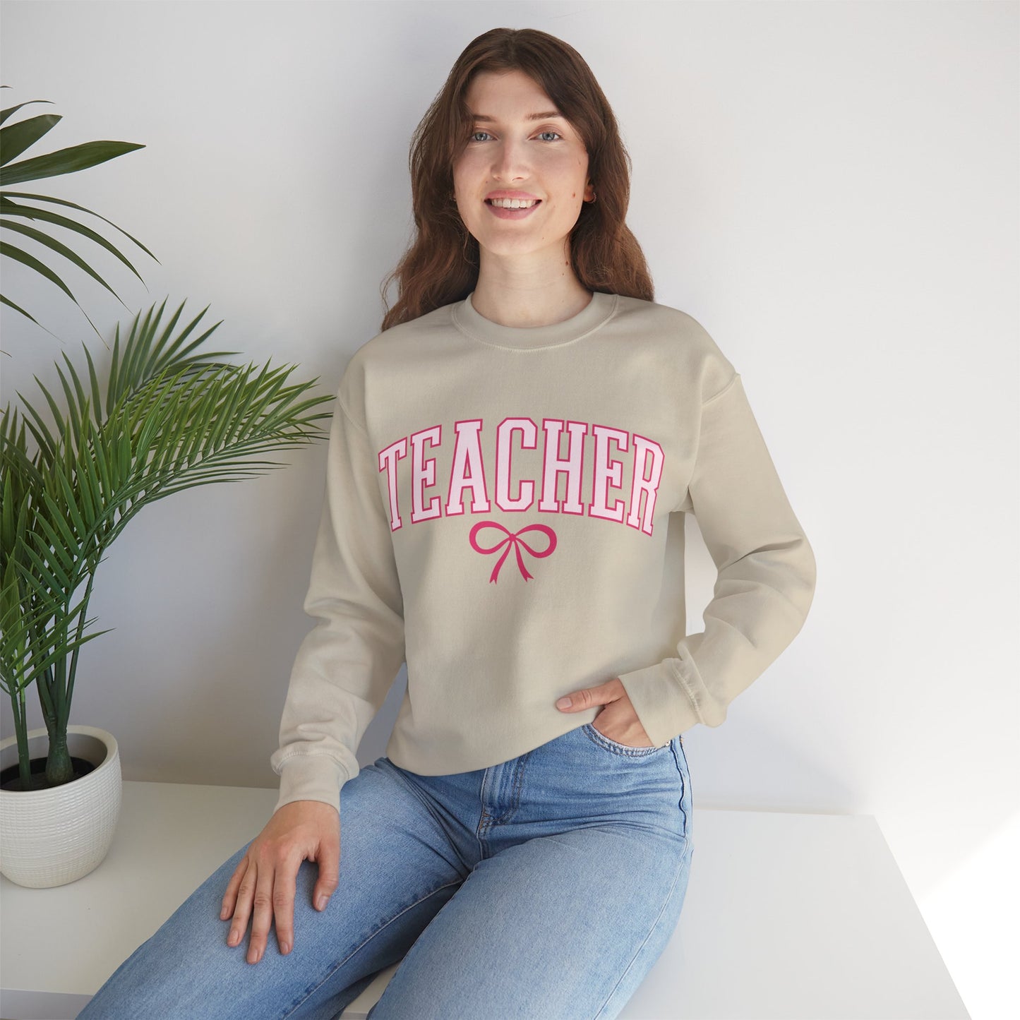 Teacher Varsity Bow Crewneck