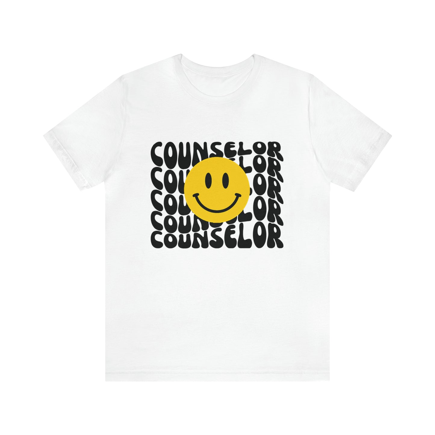 Happy Counselor Unisex Jersey Short Sleeve Tee in Black