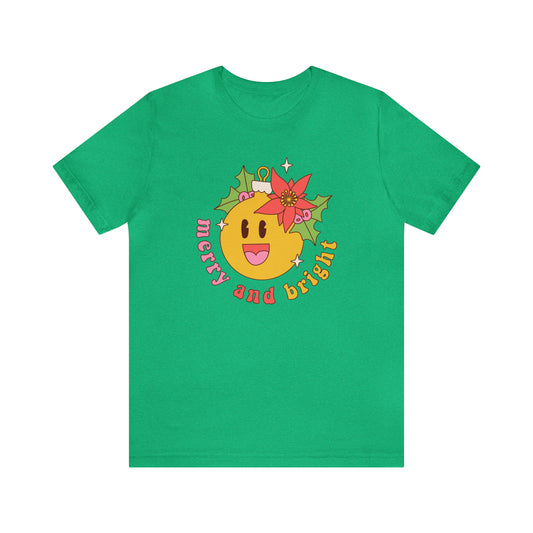 Merry & Bright Smiley Ornament Unisex Jersey Short Sleeve Tee