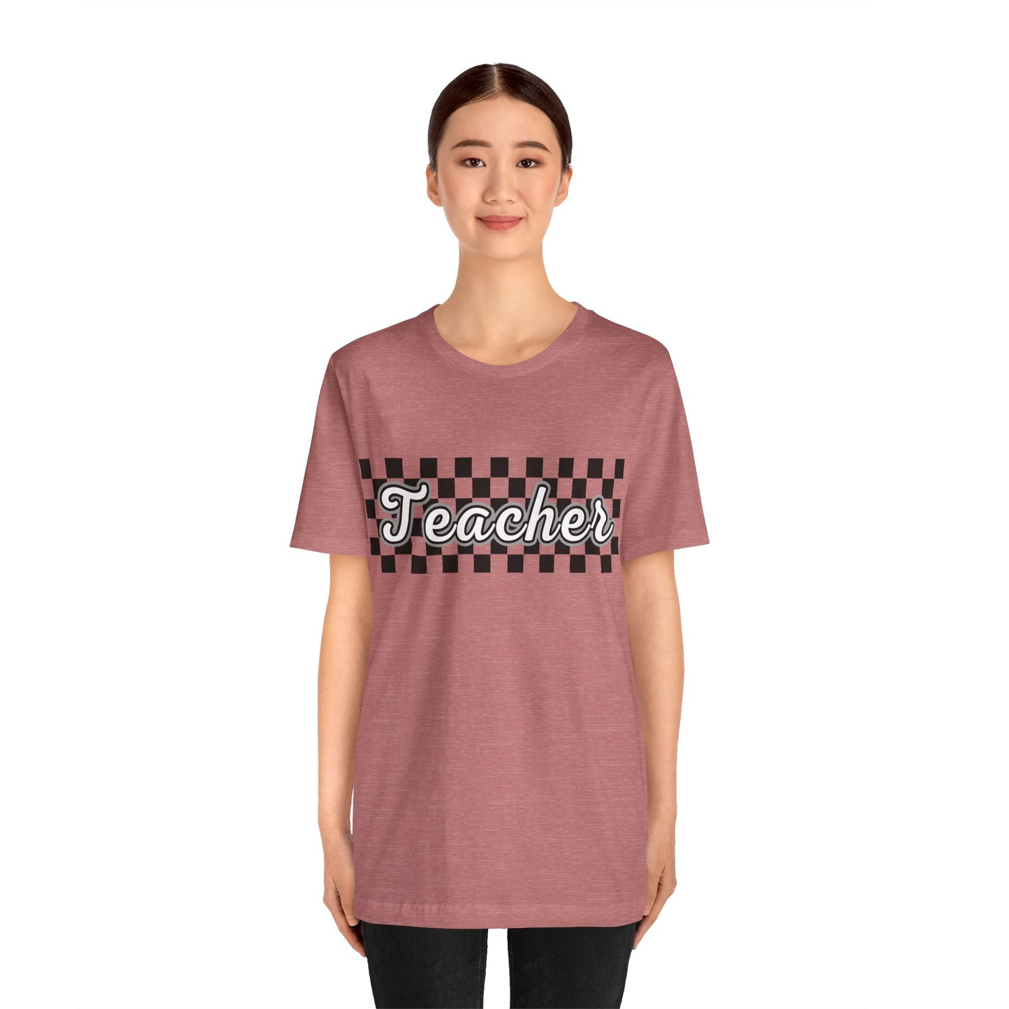 Checkered Teacher Cursive Tee