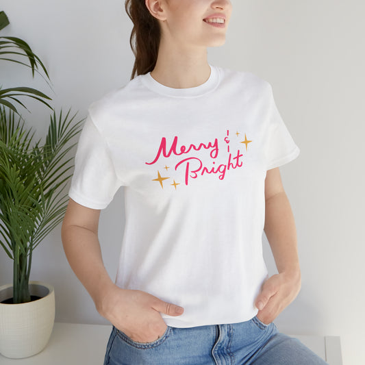 Merry & Bright Pink Unisex Jersey Short Sleeve Tee