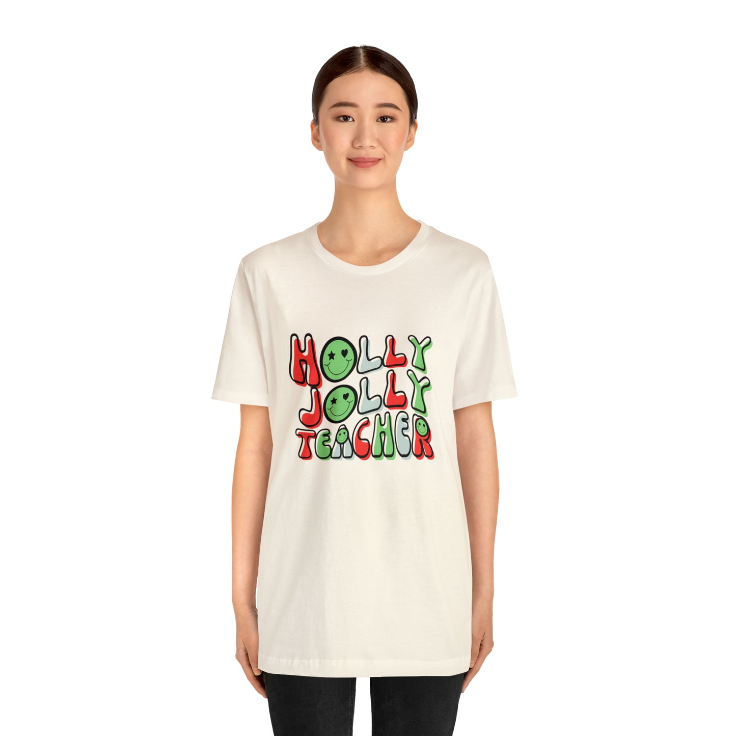 Holly Jolly Teacher 2024 Unisex Jersey Short Sleeve Tee