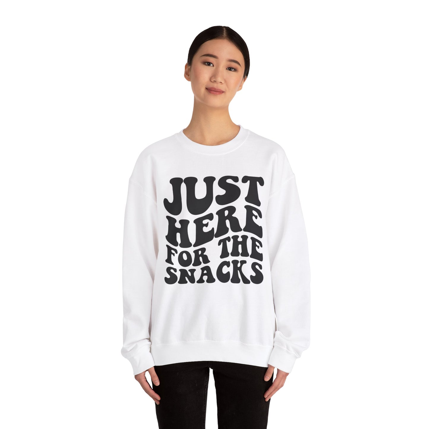 Just Here for the Snacks Crewneck Sweatshirt - Cozy Unisex Heavy Blend Pullover