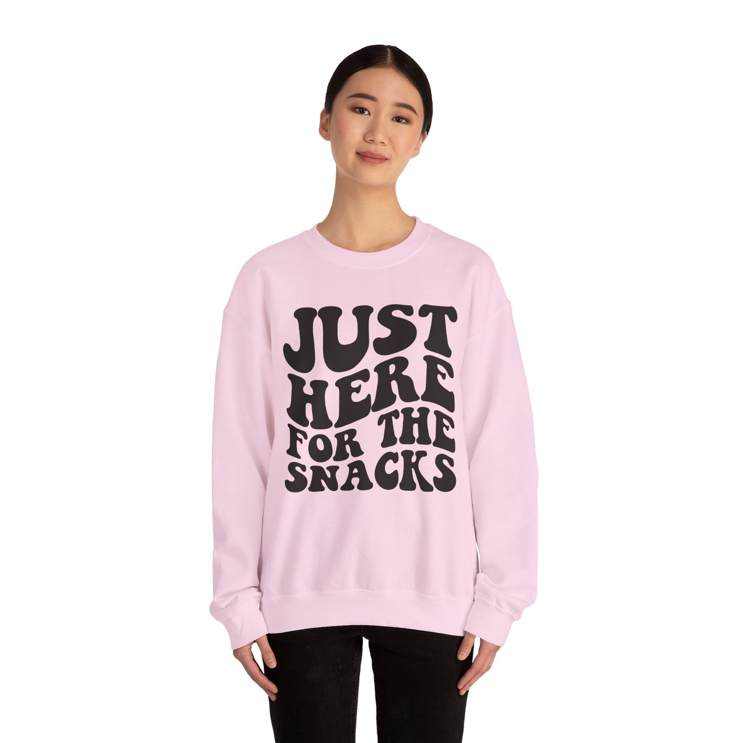 Just Here for the Snacks Crewneck Sweatshirt - Cozy Unisex Heavy Blend Pullover