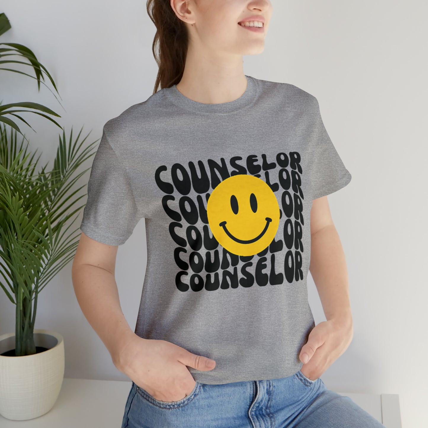 Happy Counselor Unisex Jersey Short Sleeve Tee in Black