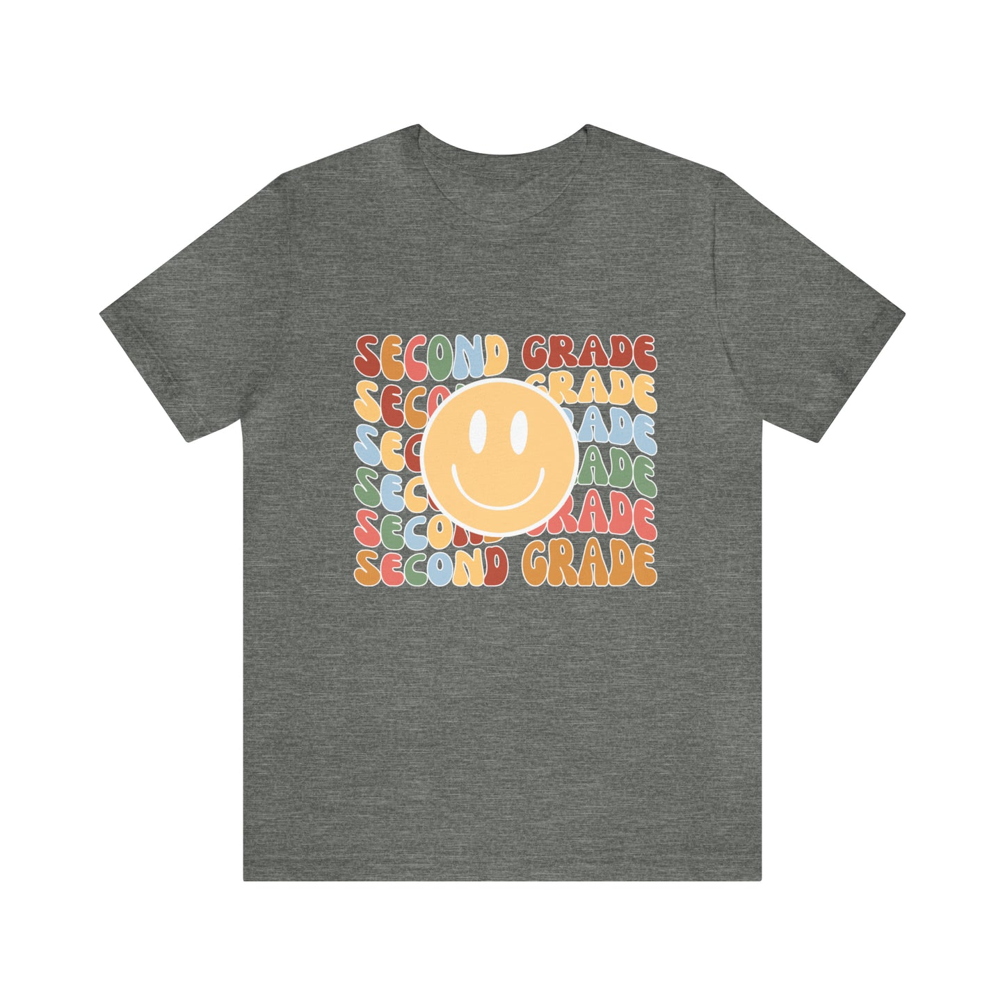 Second Grade Smiley Retro Print Unisex Jersey Short Sleeve Tee