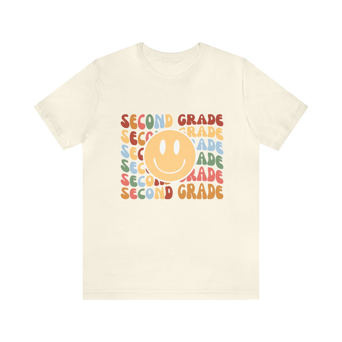 Second Grade Smiley Retro Print Unisex Jersey Short Sleeve Tee