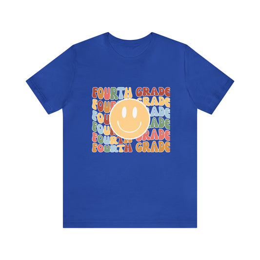 Fourth Grade Smiley Retro Print Unisex Jersey Short Sleeve Tee