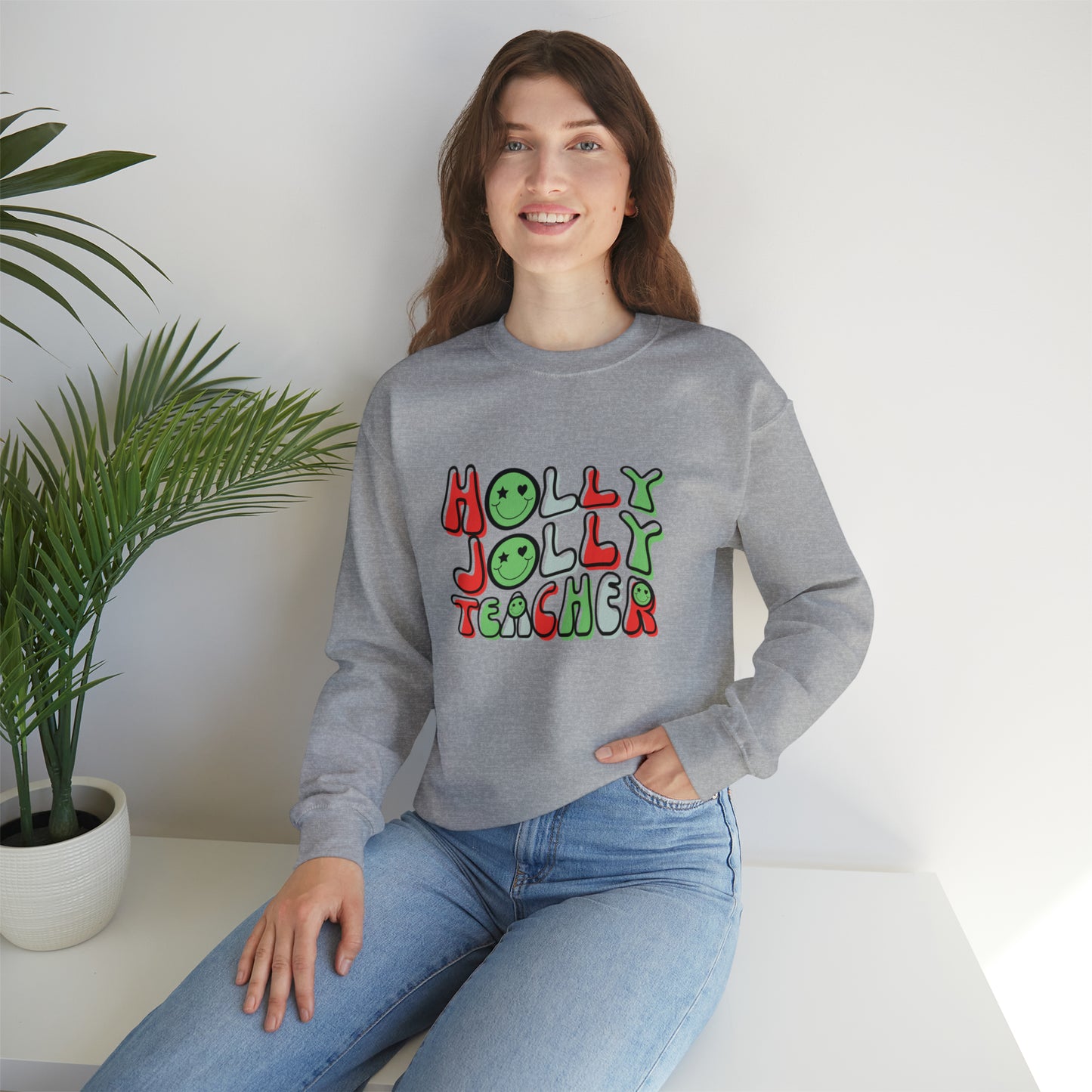 Holly Jolly Teacher 2023 Unisex Heavy Blend™ Crewneck Sweatshirt