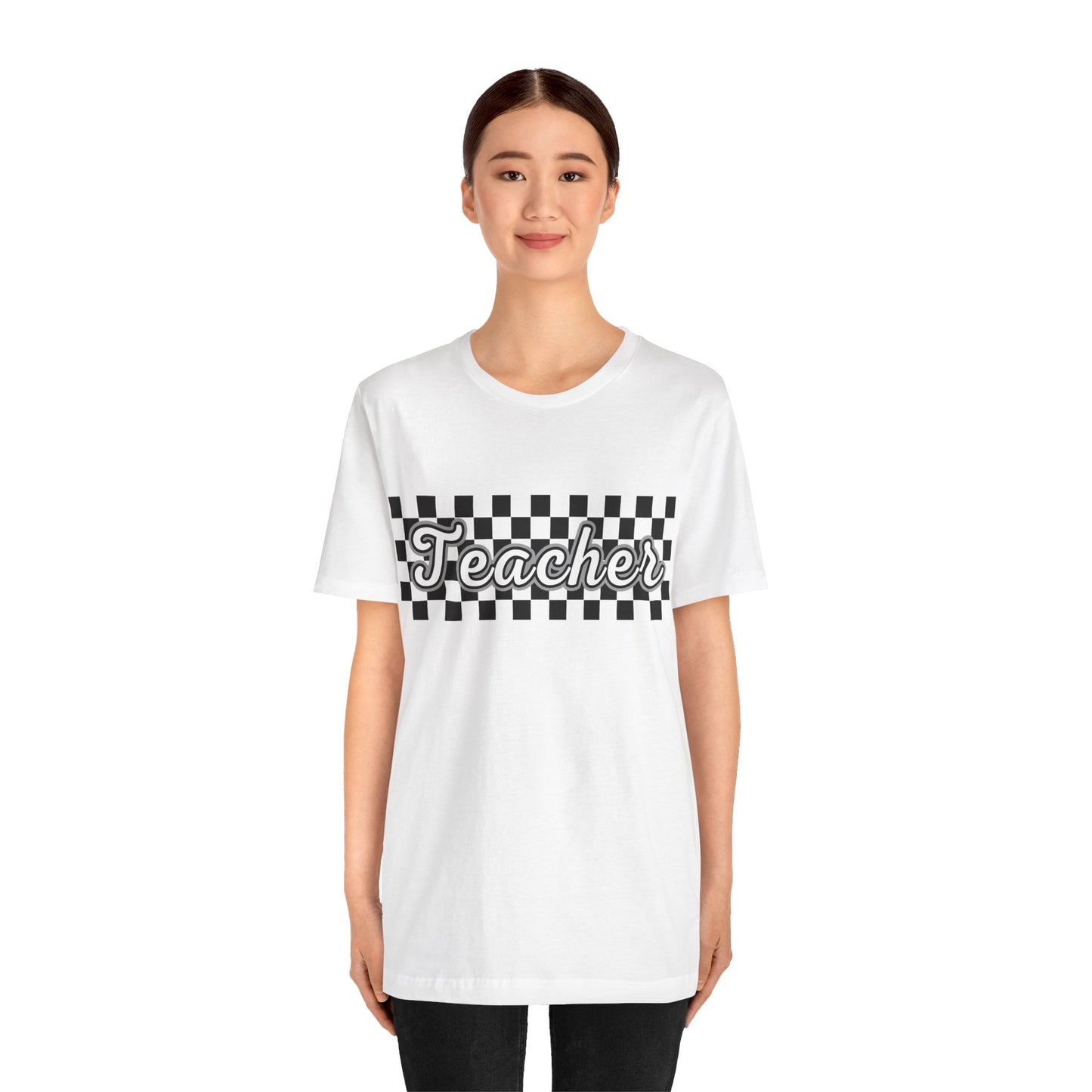 Checkered Teacher Cursive Tee