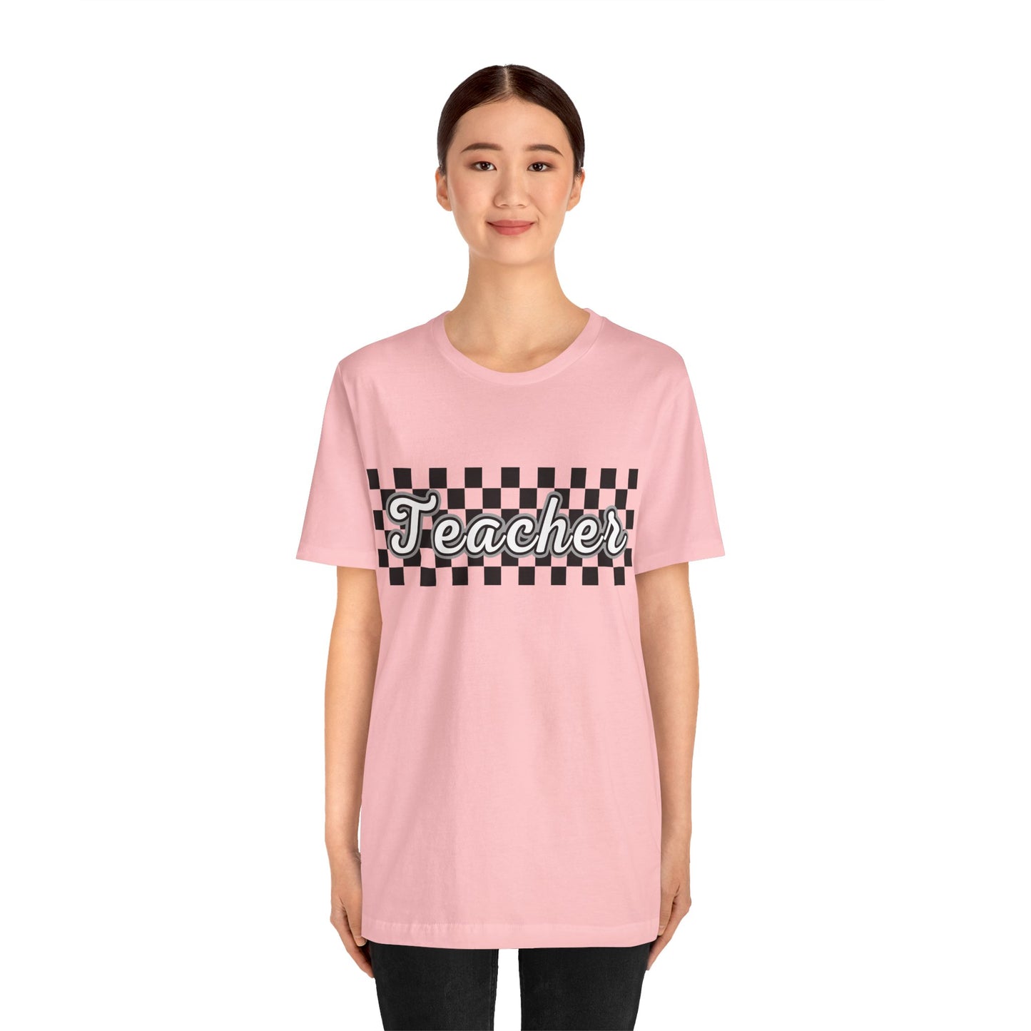 Checkered Teacher Cursive Tee