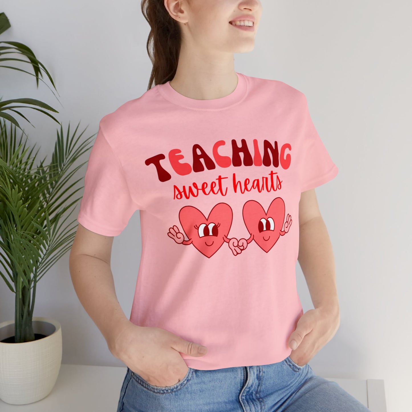 Teaching Sweet Hearts Retro Hearts Unisex Jersey Short Sleeve Tee