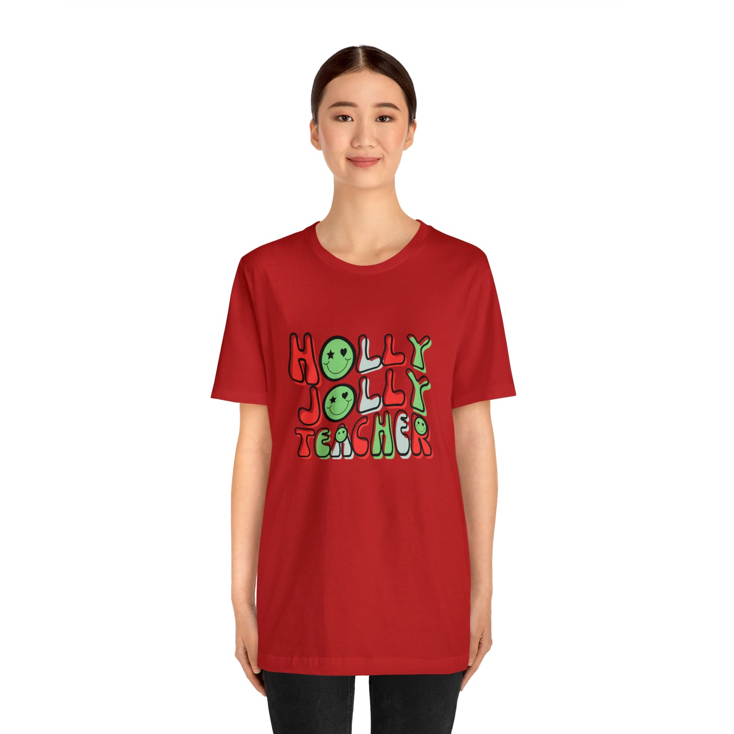 Holly Jolly Teacher 2024 Unisex Jersey Short Sleeve Tee