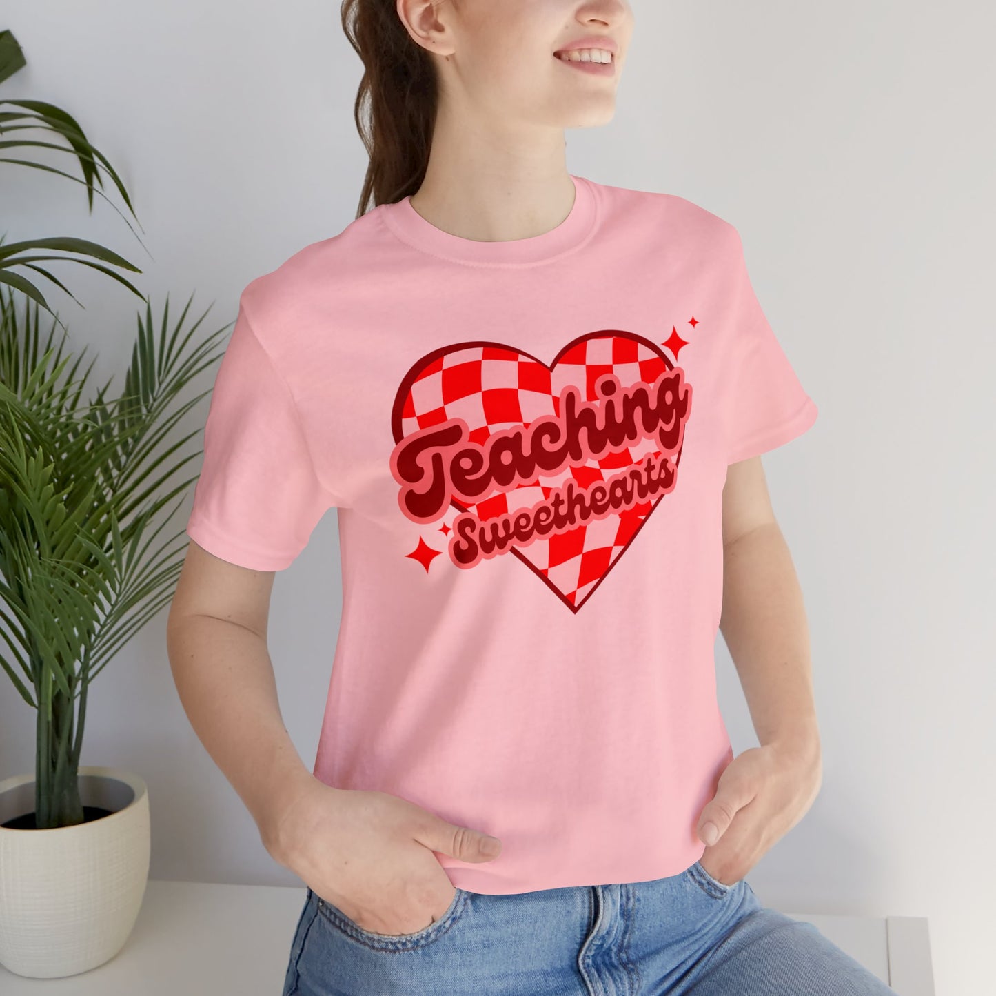 Teaching Sweethearts Retro Checkered Unisex Jersey Short Sleeve Tee