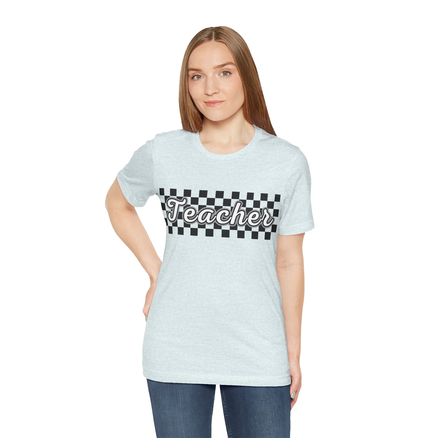 Checkered Teacher Cursive Tee