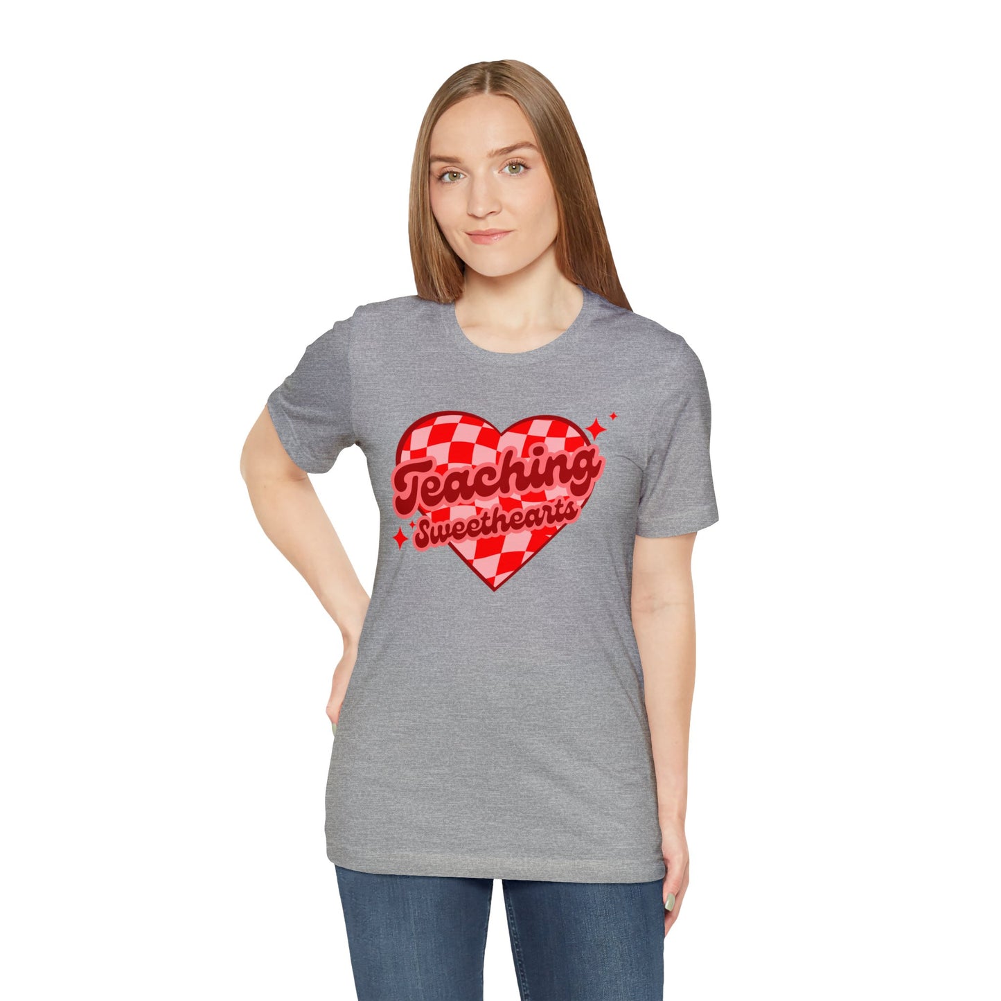 Teaching Sweethearts Retro Checkered Unisex Jersey Short Sleeve Tee