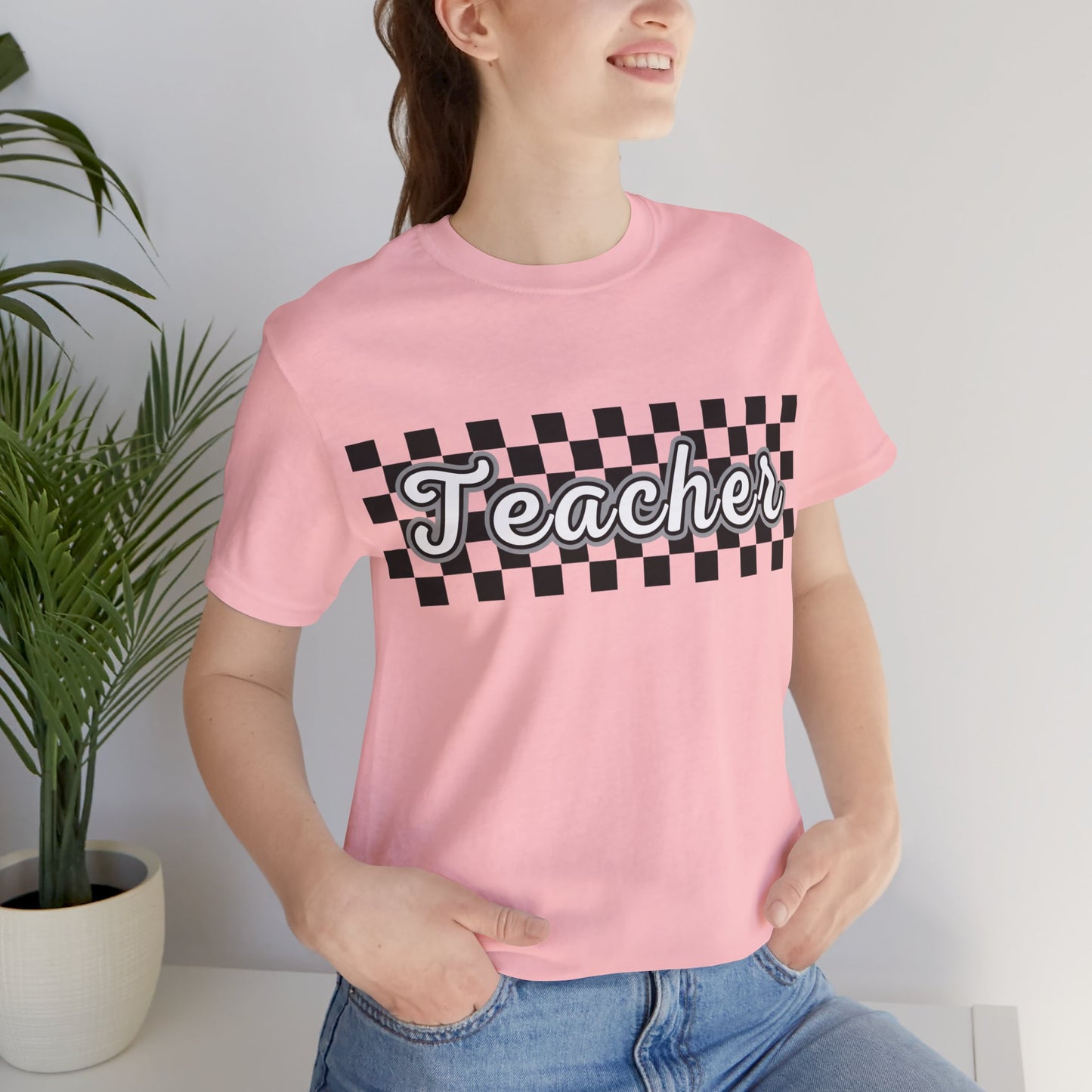 Checkered Teacher Cursive Tee