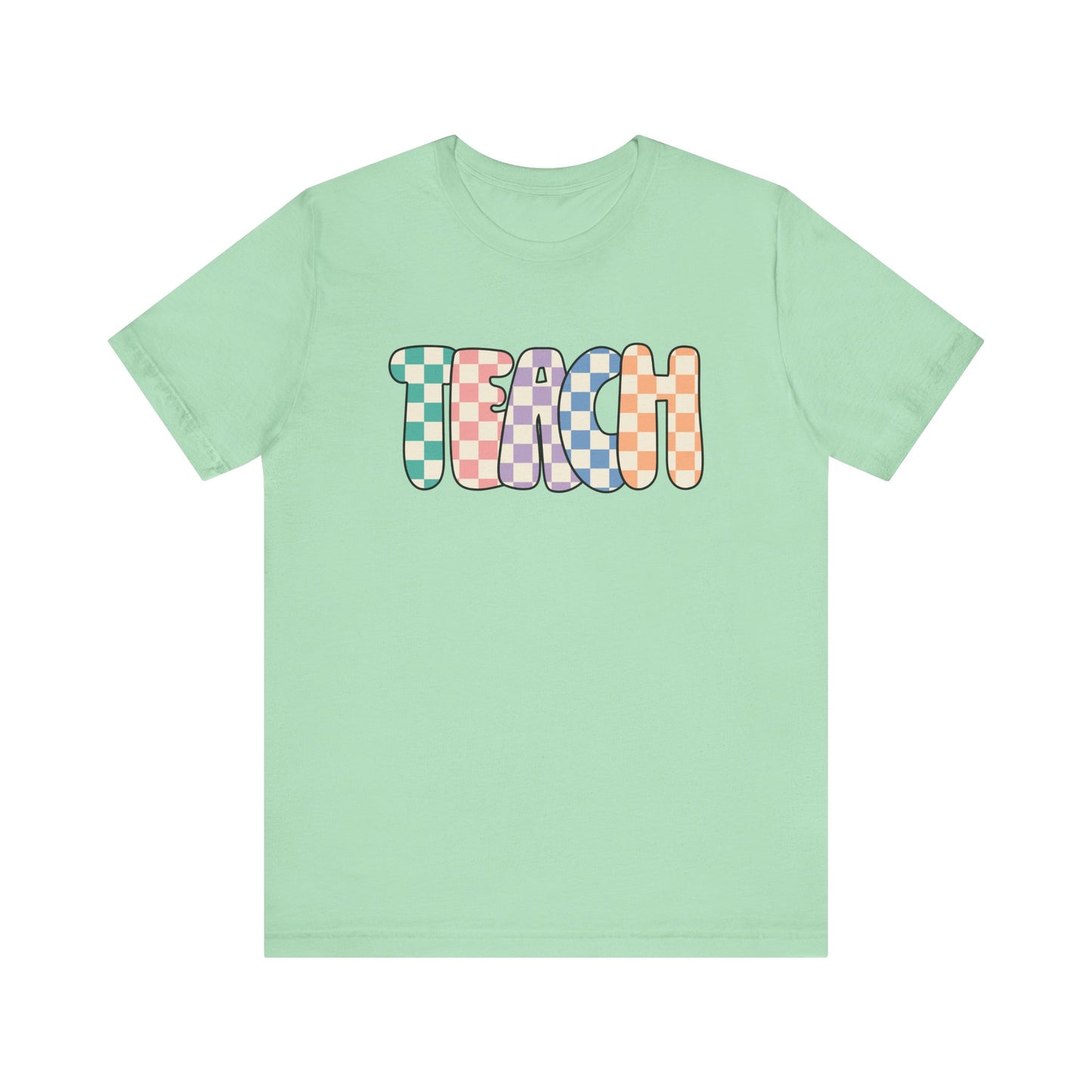 Spring Pastel Checkered TEACH tee