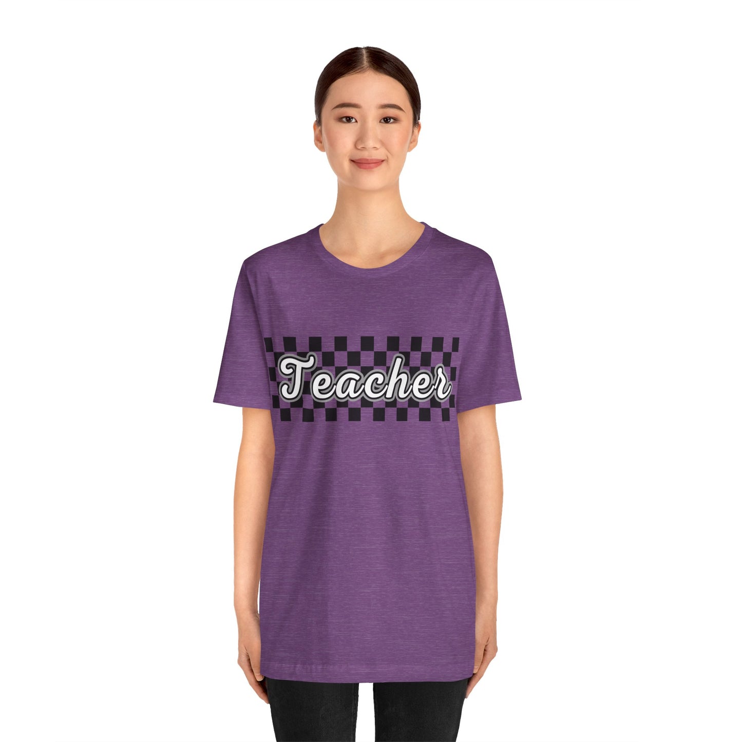 Checkered Teacher Cursive Tee