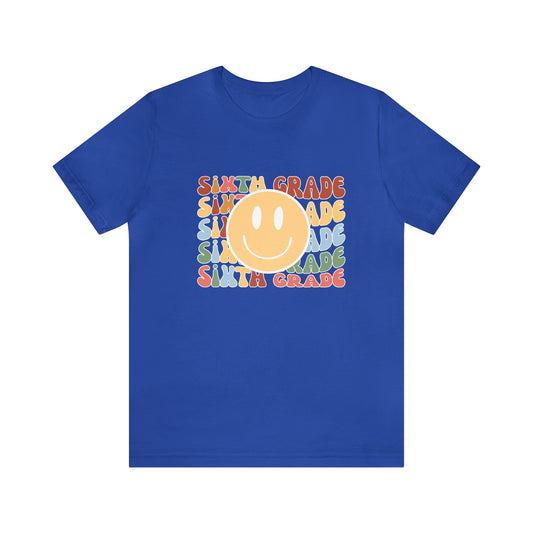 Sixth Grade Smiley Retro Print Unisex Jersey Short Sleeve Tee