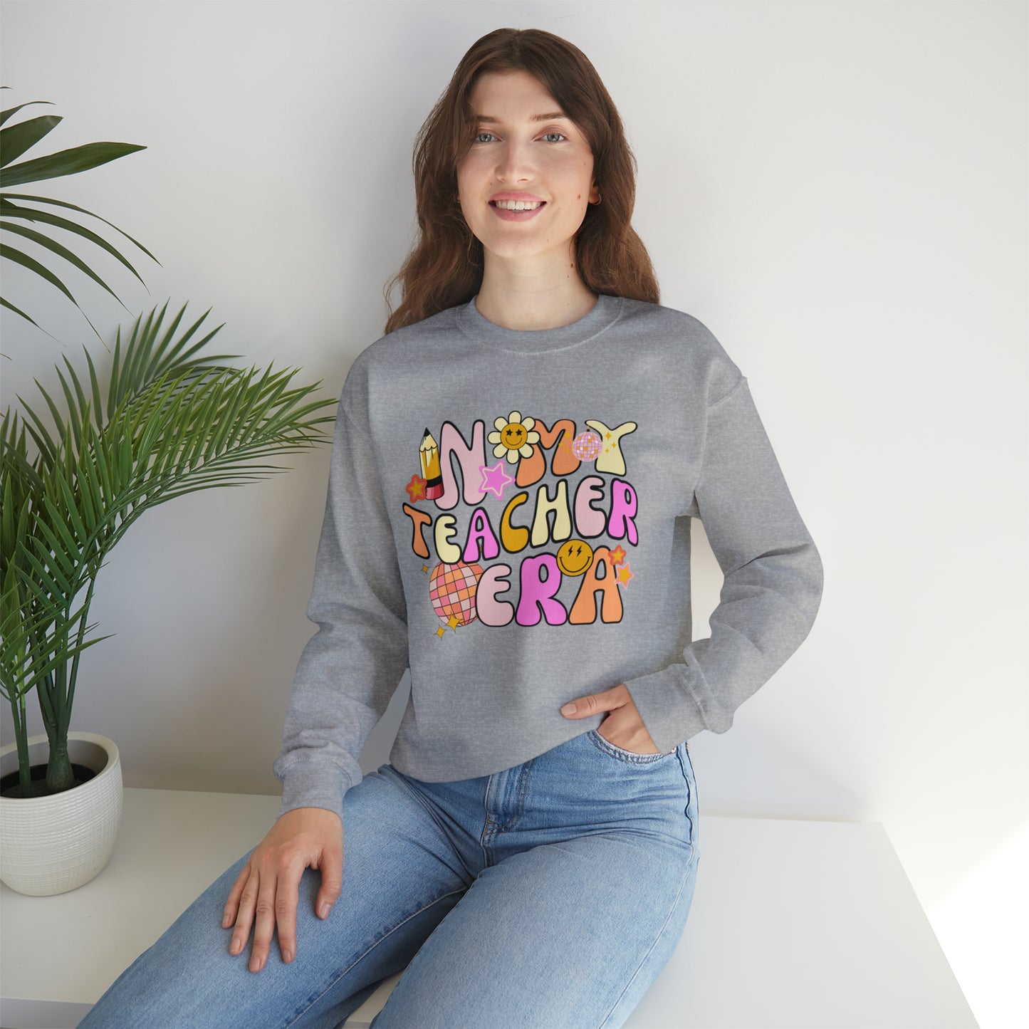 In My Teacher Era Retro Unisex Heavy Blend™ Crewneck Sweatshirt