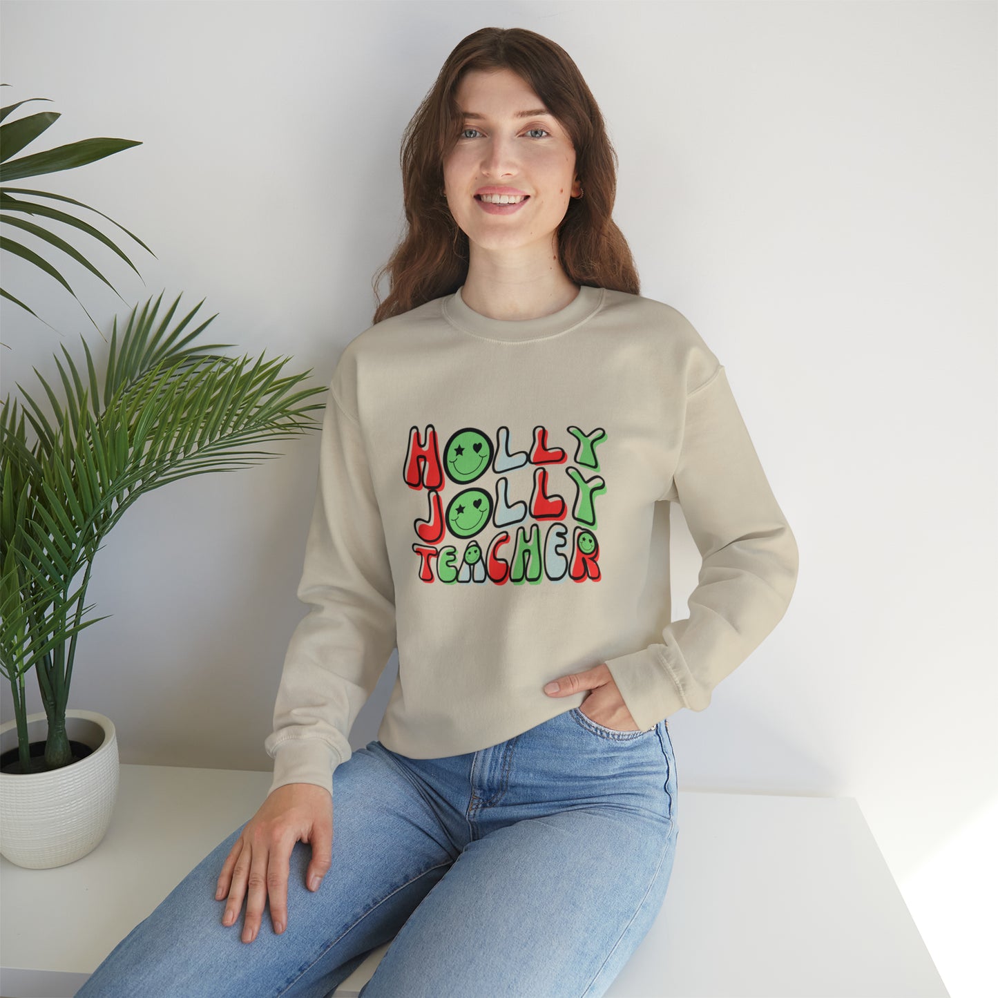 Holly Jolly Teacher 2023 Unisex Heavy Blend™ Crewneck Sweatshirt