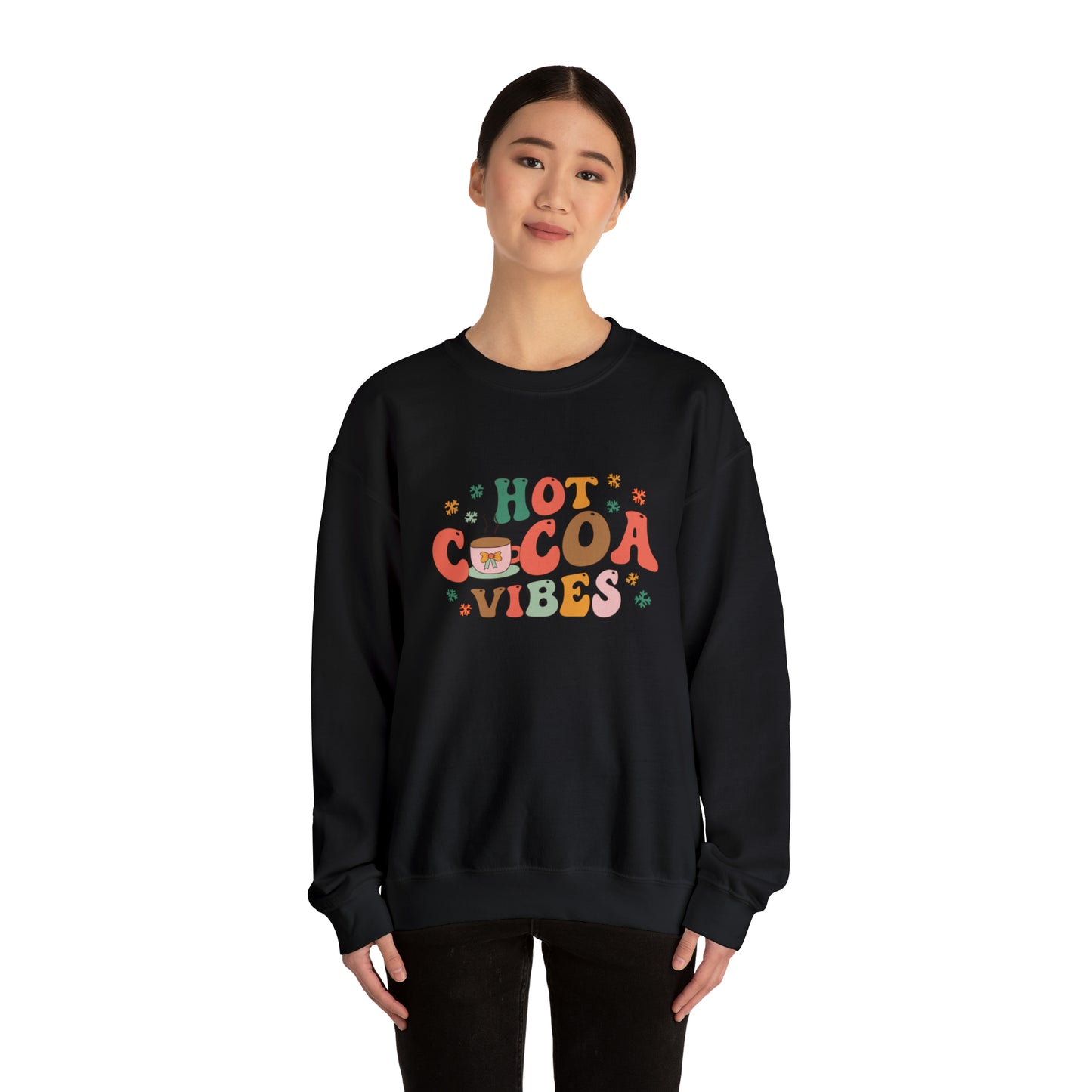 Hot Cocoa Vibes Retro Unisex Heavy Blend™ Crewneck Sweatshirt