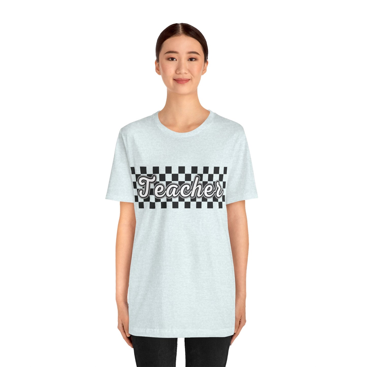 Checkered Teacher Cursive Tee