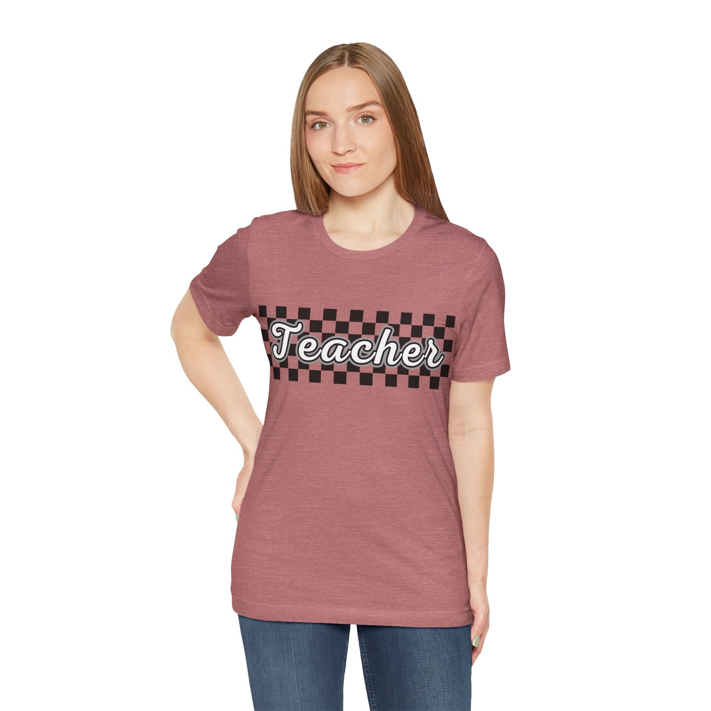 Checkered Teacher Cursive Tee