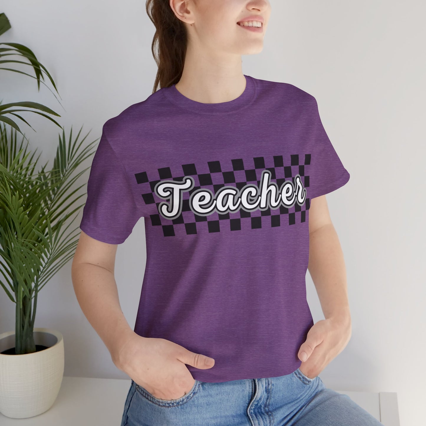 Checkered Teacher Cursive Tee