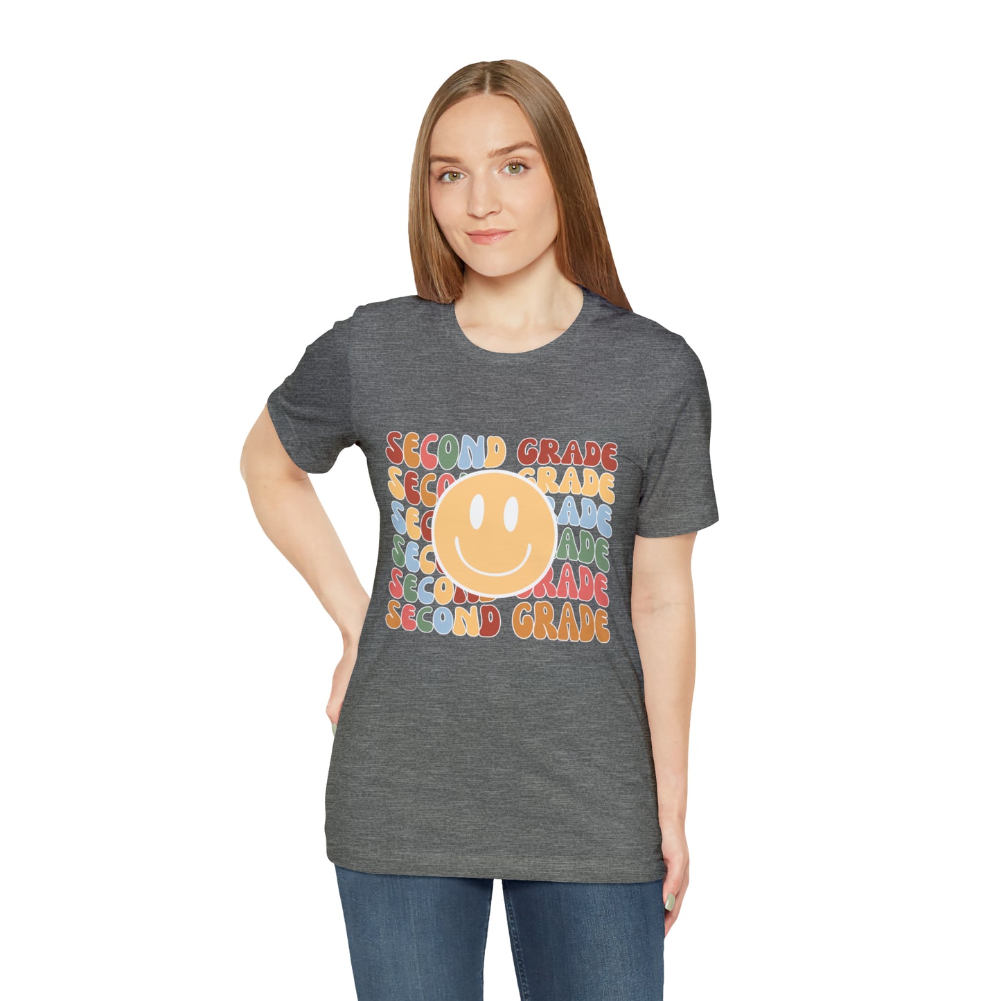 Second Grade Smiley Retro Print Unisex Jersey Short Sleeve Tee