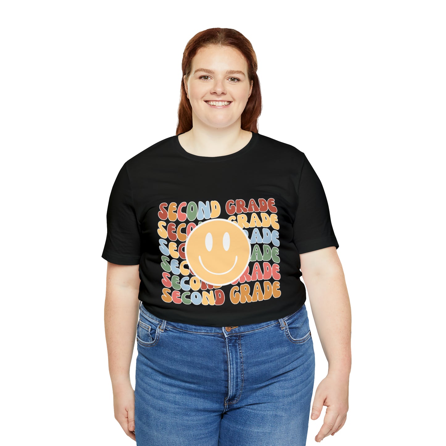 Second Grade Smiley Retro Print Unisex Jersey Short Sleeve Tee