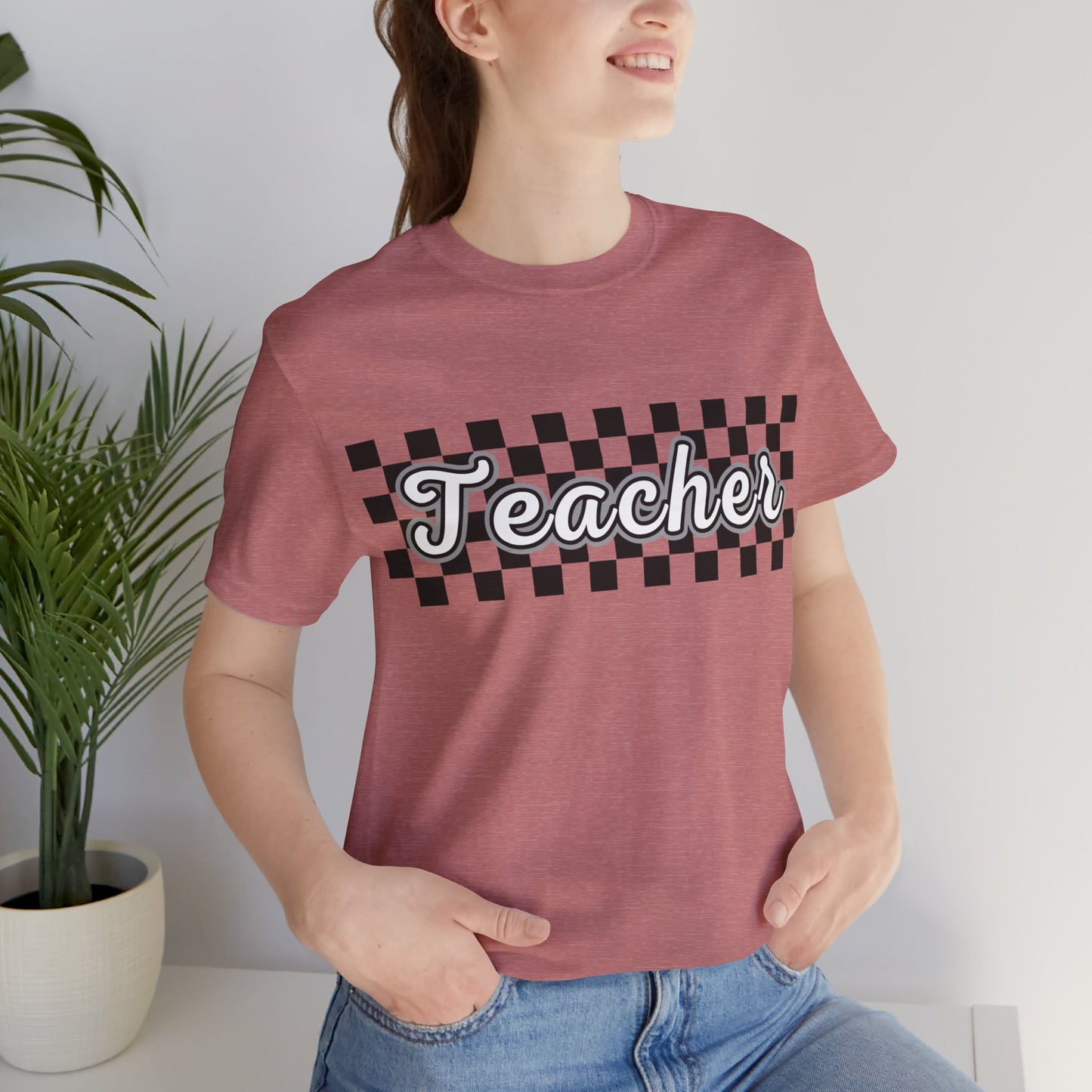 Checkered Teacher Cursive Tee