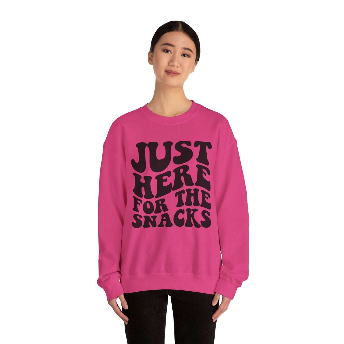 Just Here for the Snacks Crewneck Sweatshirt - Cozy Unisex Heavy Blend Pullover