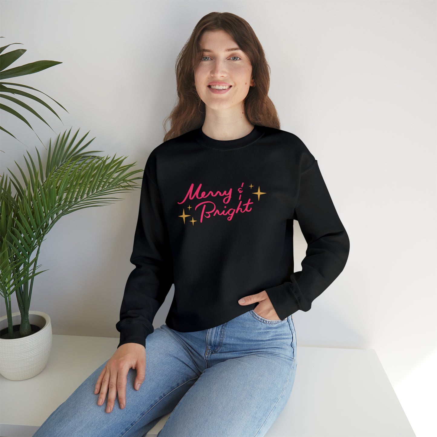 Merry & Bright Pink Unisex Heavy Blend™ Crewneck Sweatshirt