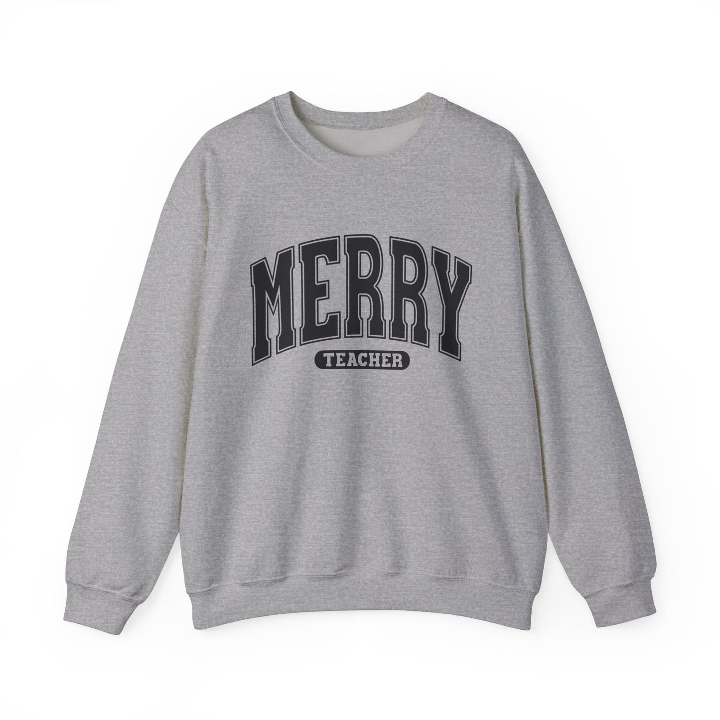 Merry Teacher Black Text Crewneck Sweatshirt