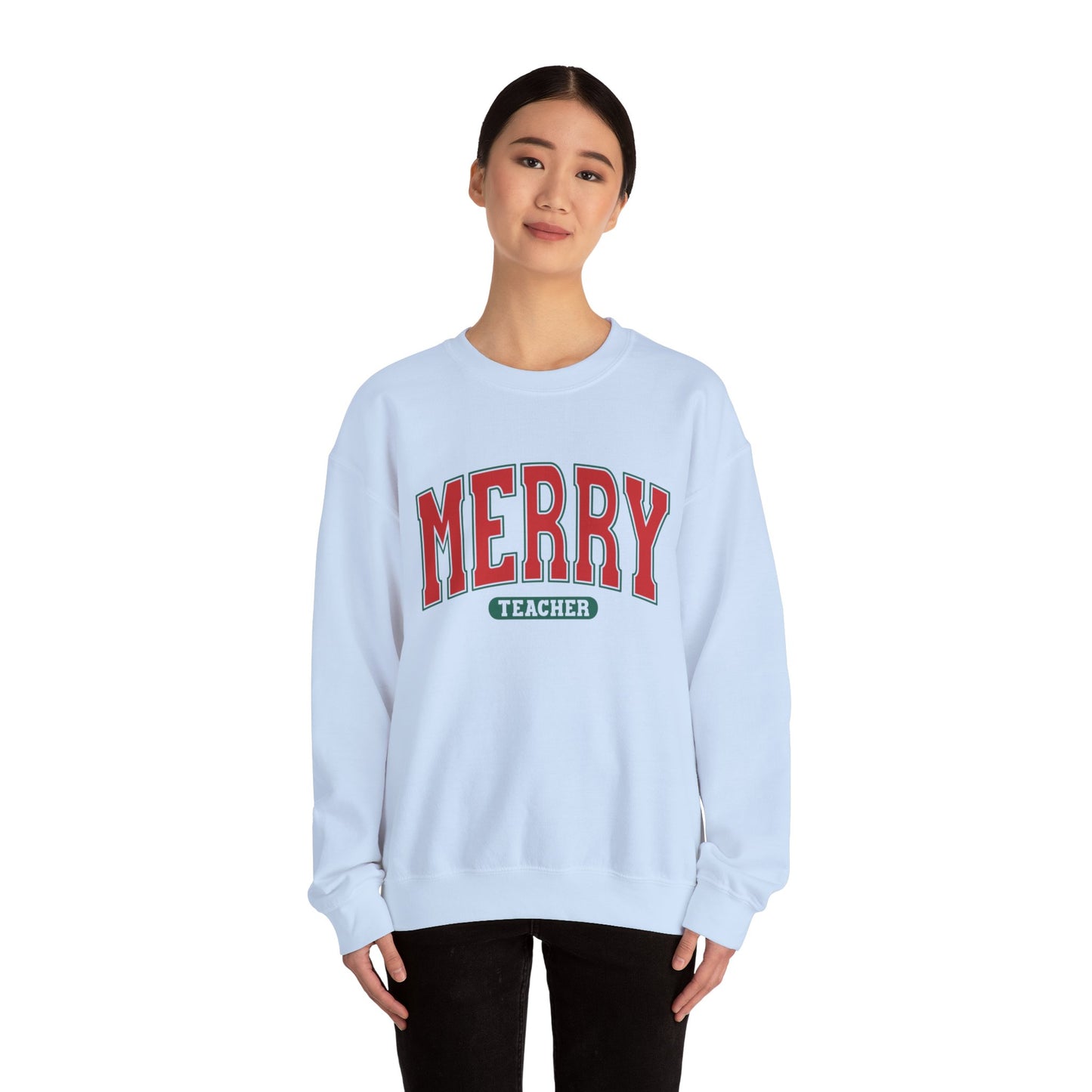 Merry Teacher Sweatshirt - Unisex Heavy Blend™ Crewneck for Holiday Cheer