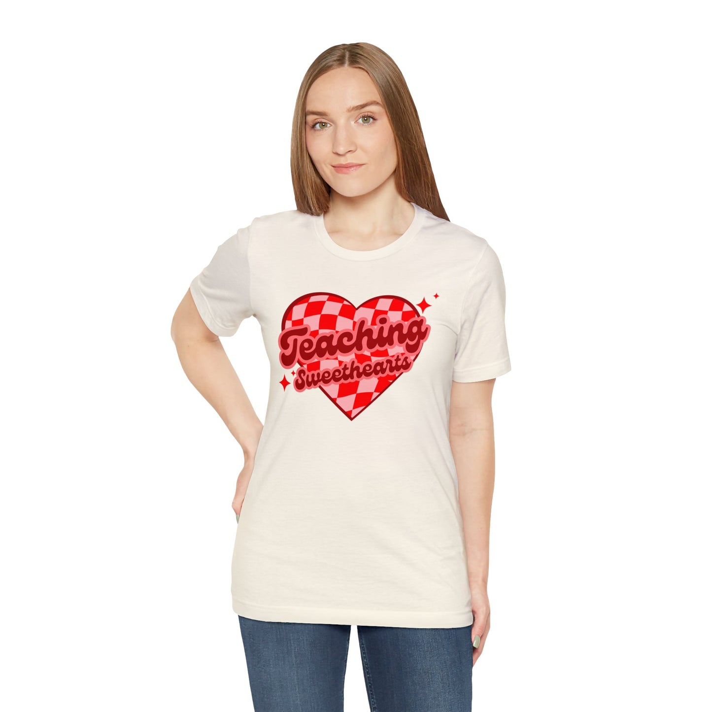 Teaching Sweethearts Retro Checkered Unisex Jersey Short Sleeve Tee