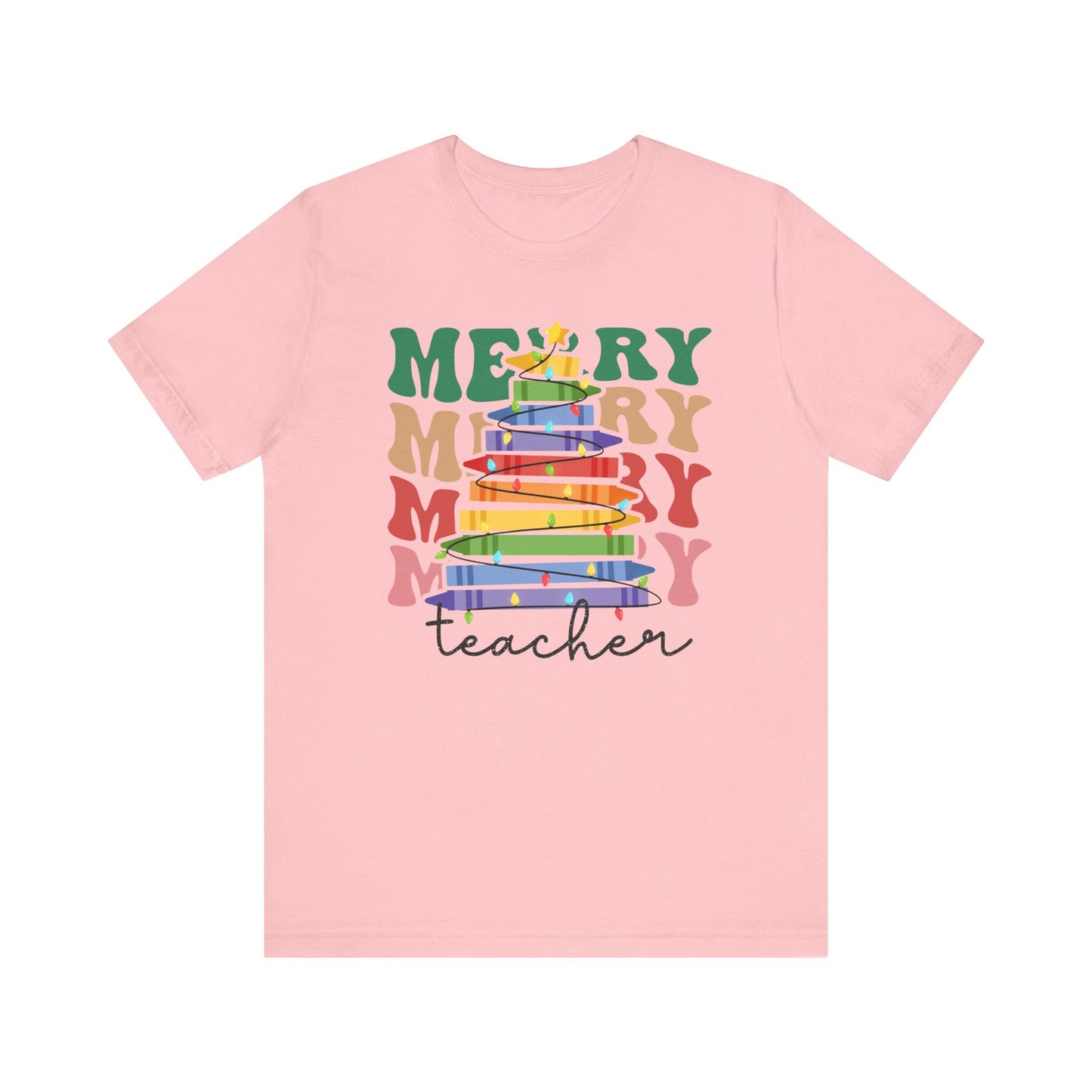 Merry Teacher Short Sleeve Tee - Festive Classroom Apparel