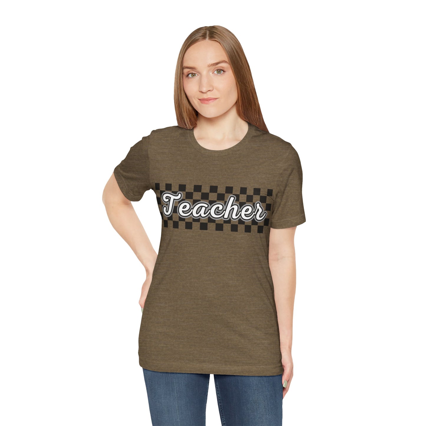 Checkered Teacher Cursive Tee