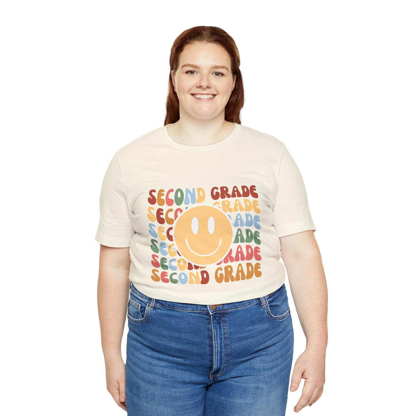 Second Grade Smiley Retro Print Unisex Jersey Short Sleeve Tee