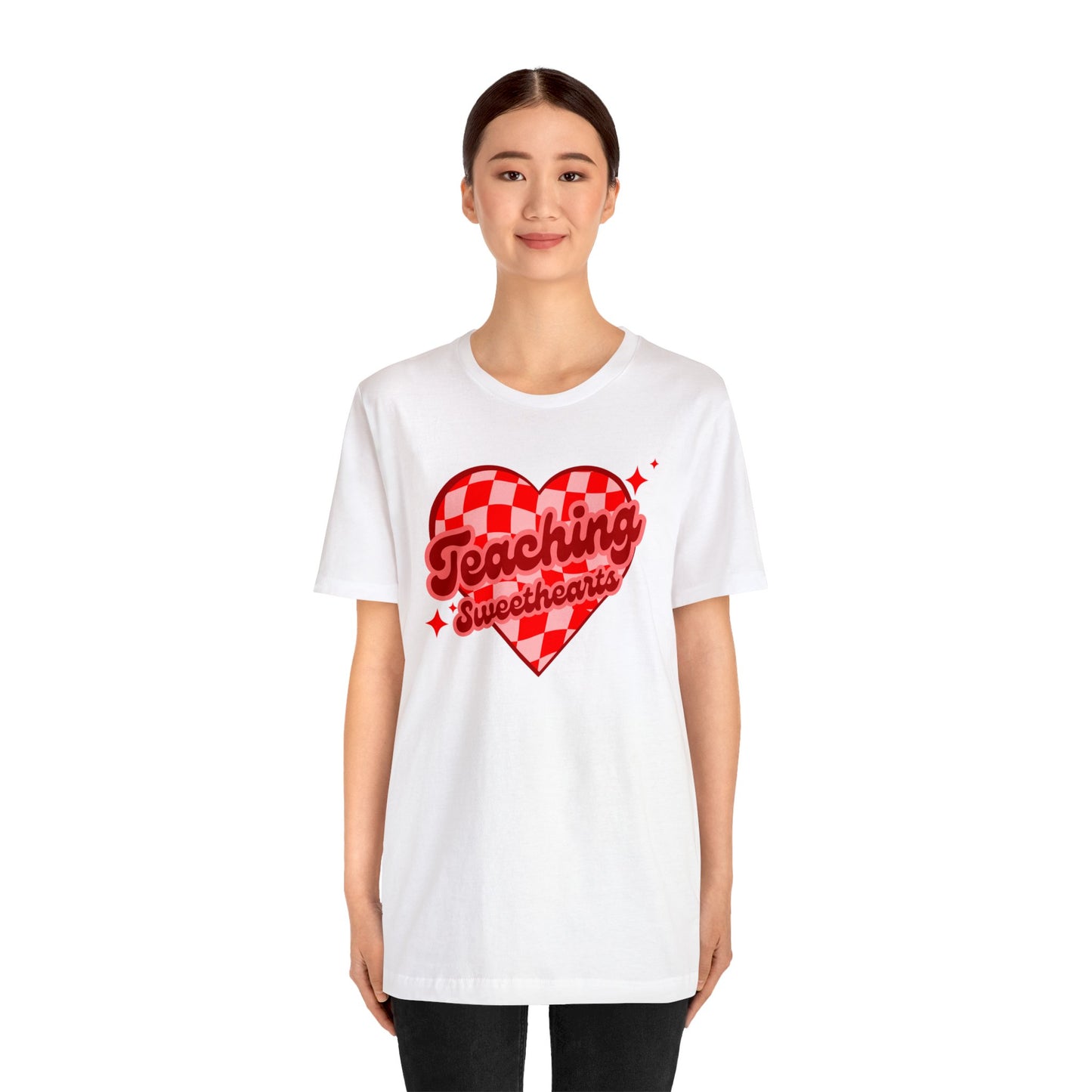 Teaching Sweethearts Retro Checkered Unisex Jersey Short Sleeve Tee