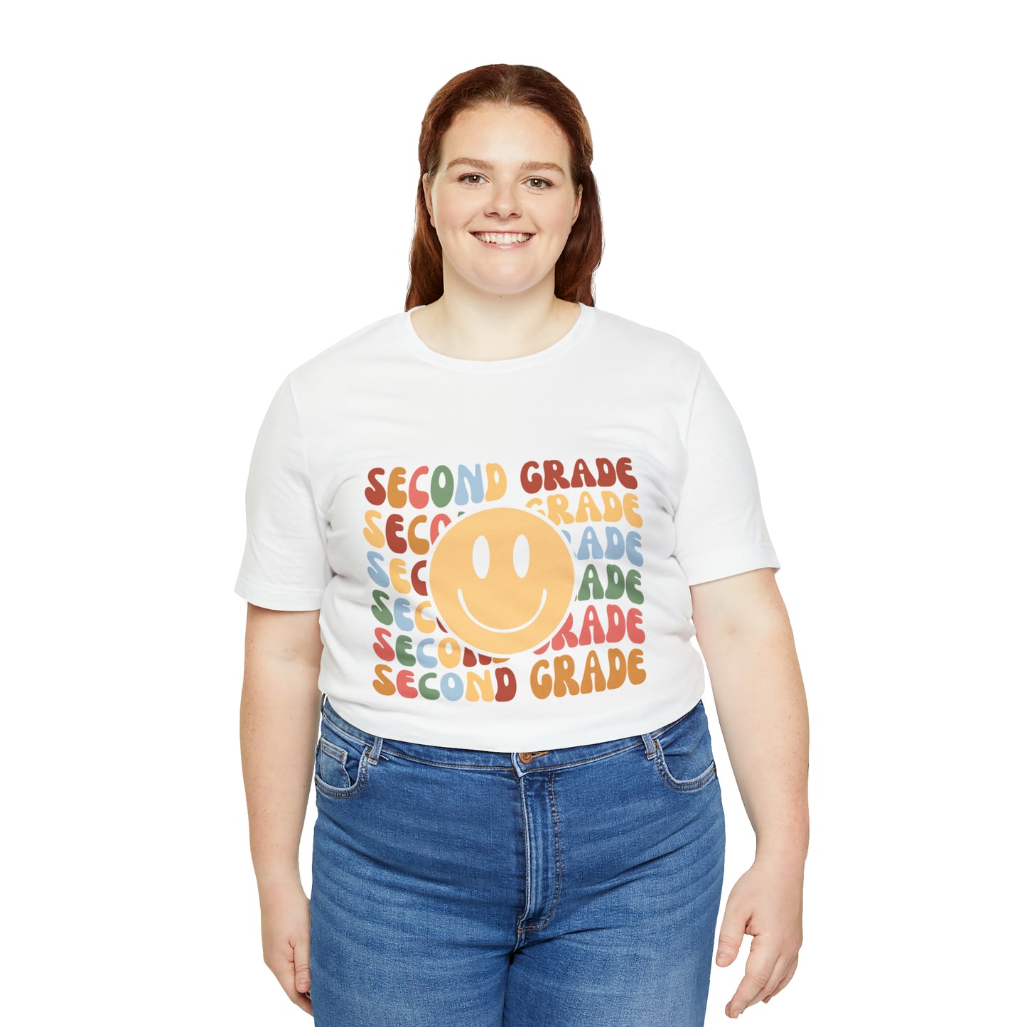 Second Grade Smiley Retro Print Unisex Jersey Short Sleeve Tee